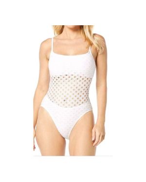 Carmen Marc Valvo Crochet One Piece Swimsuit - White