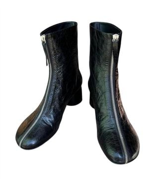 Halmanera Anna17 Front Zip Leather Boots - Black