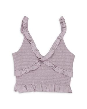 CALLIPYGIAN Satin Smocked Lilac Tank Top - Purple