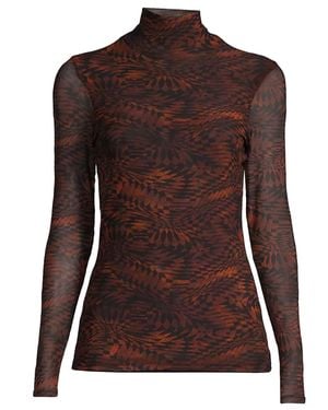 Johnny Was Loreto Tee Geometric Mesh Top Multi - Brown