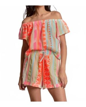 Elan Neon Aztec Shorts - Red