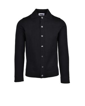 Alpha Studio Button-Down Extrafine Merino Wool Shirt - Blue
