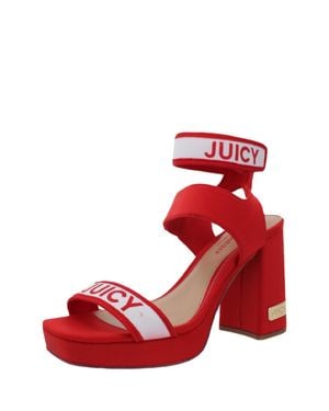 Juicy Couture Glisten Ankle Strap Sandal Block Heels - Red