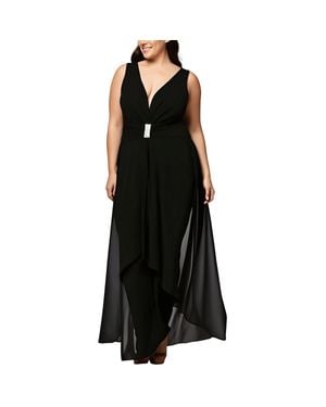 R & M Richards Plus Embellished Polyester Jumpsuit - Black