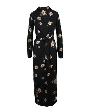 Mar De Margaritas Dual-Tone Floral Viscose Long Dress - Black