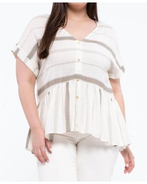 Blu Pepper Striped Button Down Top - White
