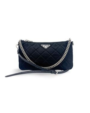 Prada Quilted Nylon Chain Shoulder Bag - Blue