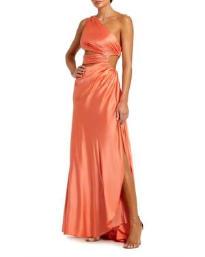 Mac Duggal Cut Out One Shoulder Satin Gown - Orange