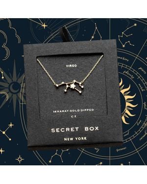 Fashnzfab Secret Box_14K Dipped Cz Virgo Zodiac Sign Pendant Necklace - Blue
