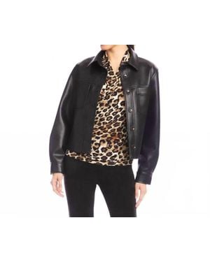 Karen Kane Faux Leather Cropped Jacket - Black