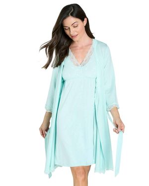 Twelve Eighty Eight Leslie Three Quarter Sleeve Robe - Blue