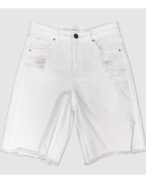 Risen Audrey Mid Rise Relaxed Fit Bermuda - White