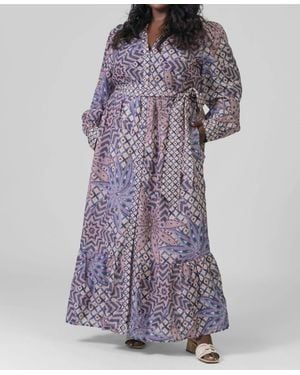 Marie Oliver Hannon Button Down Long Sleeve Maxi Dress - Purple