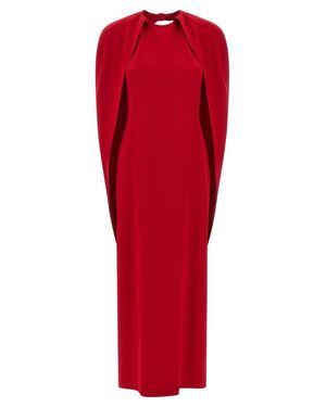 Alberta Ferretti Hooded Cape Maxi Dress - Red