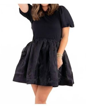 2.7 August Apparel Short Sleeve Organza Mini Dress - Black