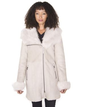 Infinity Leather Ladies Suede Merino Sheepskin Coat-Samara - White