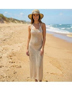 TRUEDAMES Backless Knit Maxi Cover Up Dress - Blue