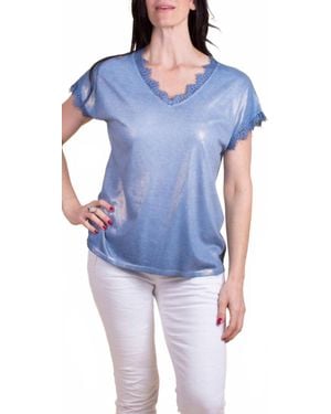 Gigi Moda Splendore Short Sleeve Tee - Blue