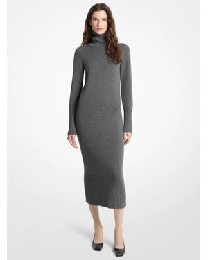Michael Kors Wool Turtleneck Dress - Gray