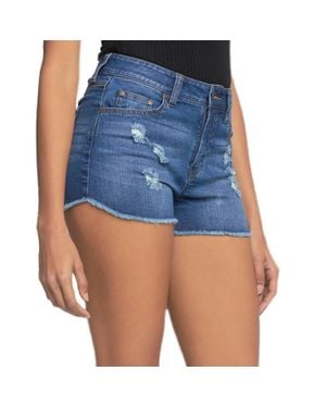 Elan Distressed Mid Rise Short - Blue