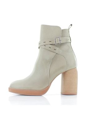 Lucky Brand Natesa Boots Seneca Rock Leather Side Zip Booties Jobb121 - Gray