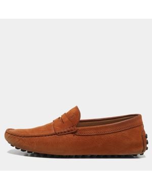 Tod's Nubuck Leather Driver Loafers - Brown