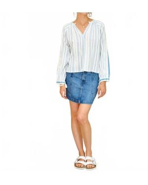 M.A.B.E Marvi Embroidered Long Sleeve Top - Blue