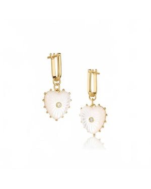 Thatch Isabel Mother Of Pearl Heart Earrings - Metallic