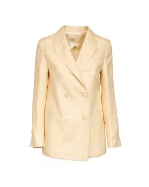 Montedoro Terrie Double Breasted Back Vent Blazer - Natural