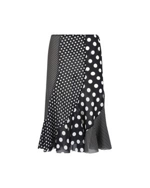 Junya Watanabe Polka Dot Patchwork Ruffled Skirt - Black