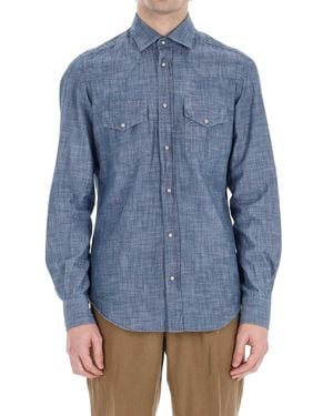 Eleventy Lightweight Western Denim Casual Shirt - Blue