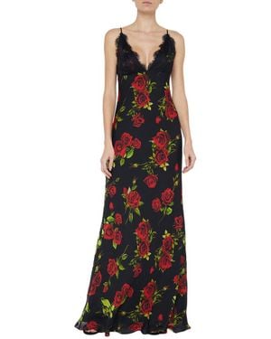 L'Agence Susanna Lace Silk Slip Dress - Black