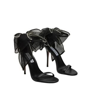 Steve Madden Benni Sandals Bow Embellished Stiletto Heel Gal696 - Black