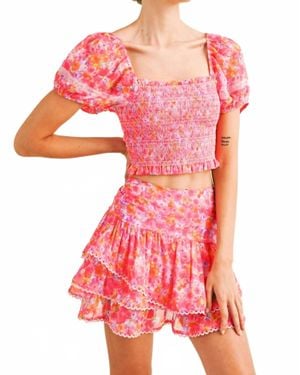 Reset By Jane Isabel Smocked Bodice Top - Pink