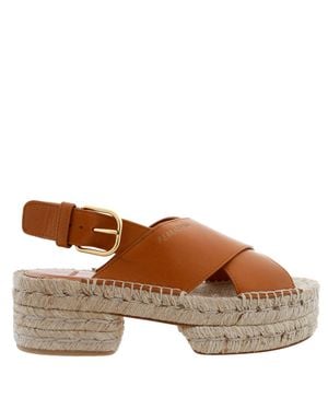 Ferragamo Ferragamo Leather Platform Espadrille Sandals, Size 7 C - Brown