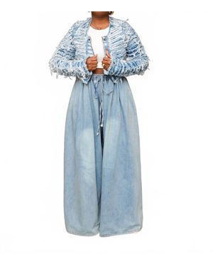 5Besties Distressed Denim Crop Jacket - Blue