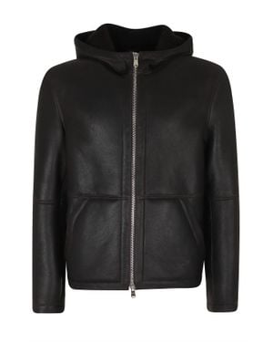 Dondup Marrone Plush Hooded Double-Slider Zip Shearling Jacket - Black