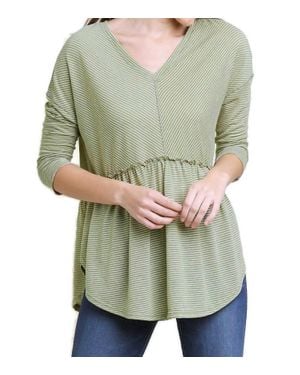 Umgee Babydoll Striped Top - Green