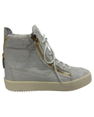 Giuseppe Zanotti Croc-Embossed High-Top Sneakers - Gray