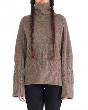 Isabel Benenato High Turtleneck Sweater - Brown