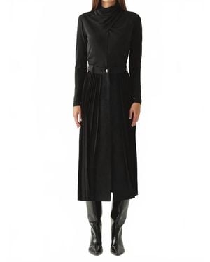 Exquise Florence Mixed Material Denim Skirt - Black