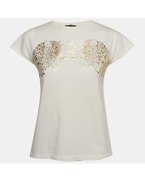 Roberto Cavalli Leopard Logo Graphic Jersey T-Shirt - White