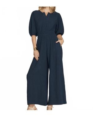 She + Sky Wide Leg With Pocket Jumpsuit - Blue