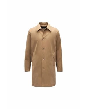 Herno Single Breasted Cotton Button Fastening Lightweight Coat - Natural