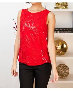 Eva Franco Gail Sequins Tank - Red