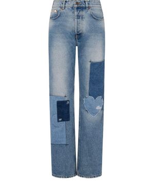 Moschino High-Rise Denim Pants With Patchwork Detailing - Blue