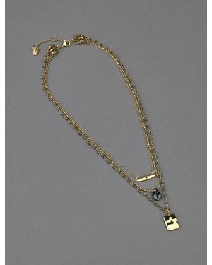 Lucky Brand Heart Lock Charm Layer Necklace - Gray