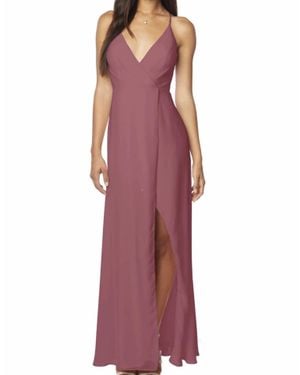 Bill Levkoff Chiffon V Neck Surplice Bridesmaid Dress - Purple
