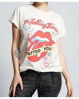 Recycled Karma The Rolling Stones Tattoo You Tee In Pearl - Natural