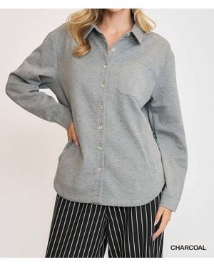 Umgee Oversized Shirt Jacket - Gray